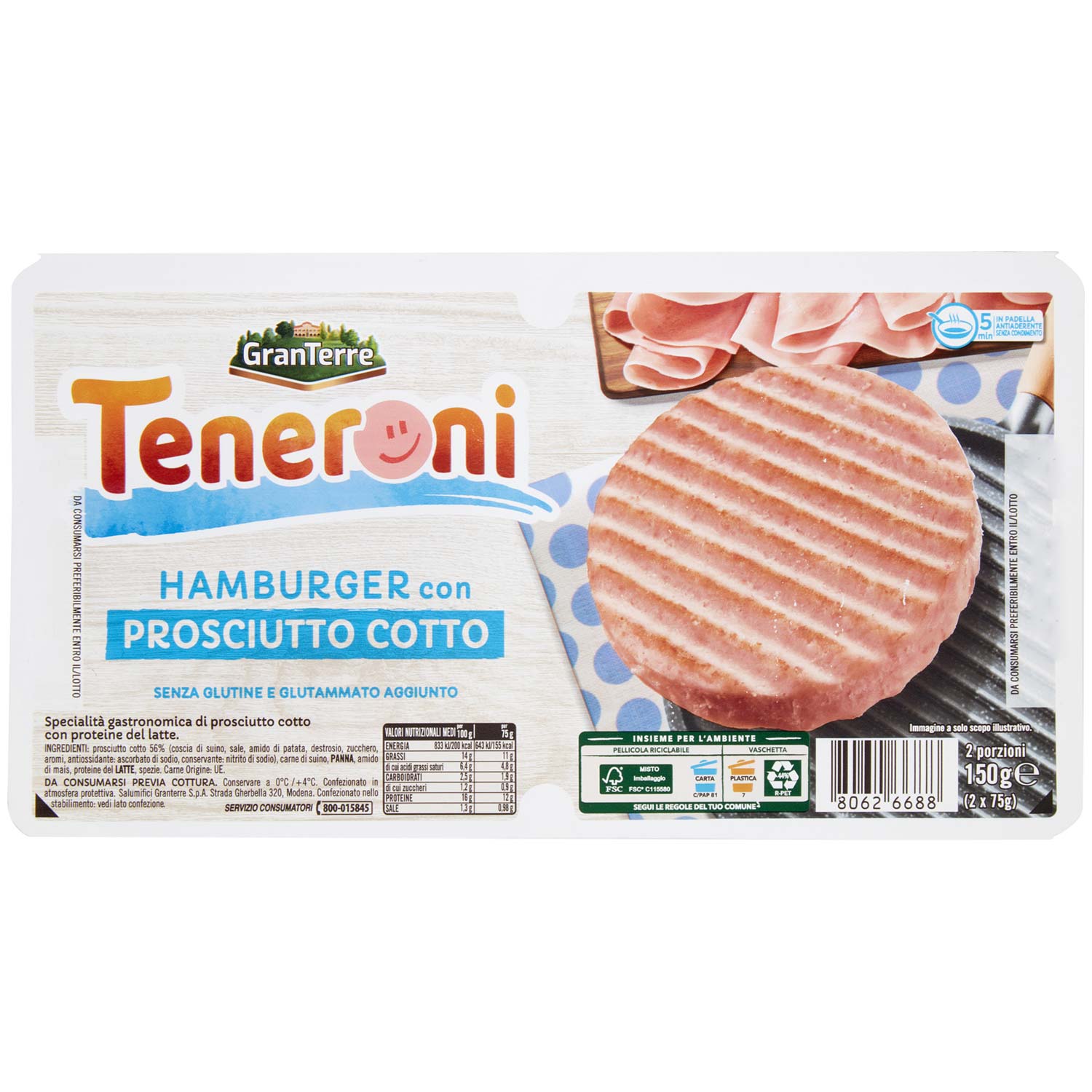 TENERONI PROSCIUTTO COTTO 150GR